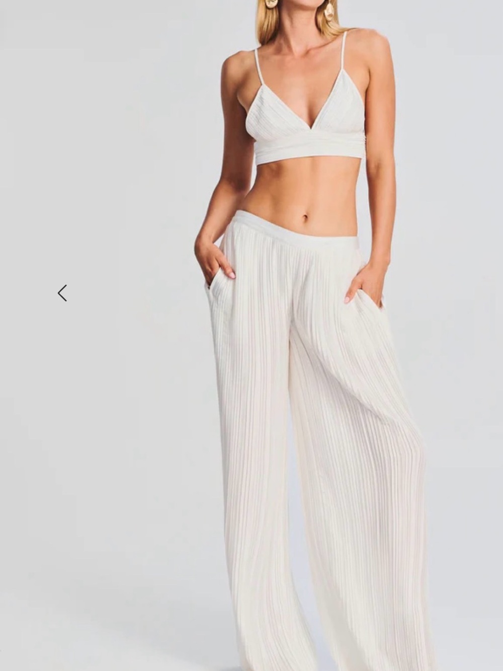 Rococo Sand Bree Bralette White Ribbed Triangle Crop Top NEW NWT XXL XXS - Picture 5 of 12